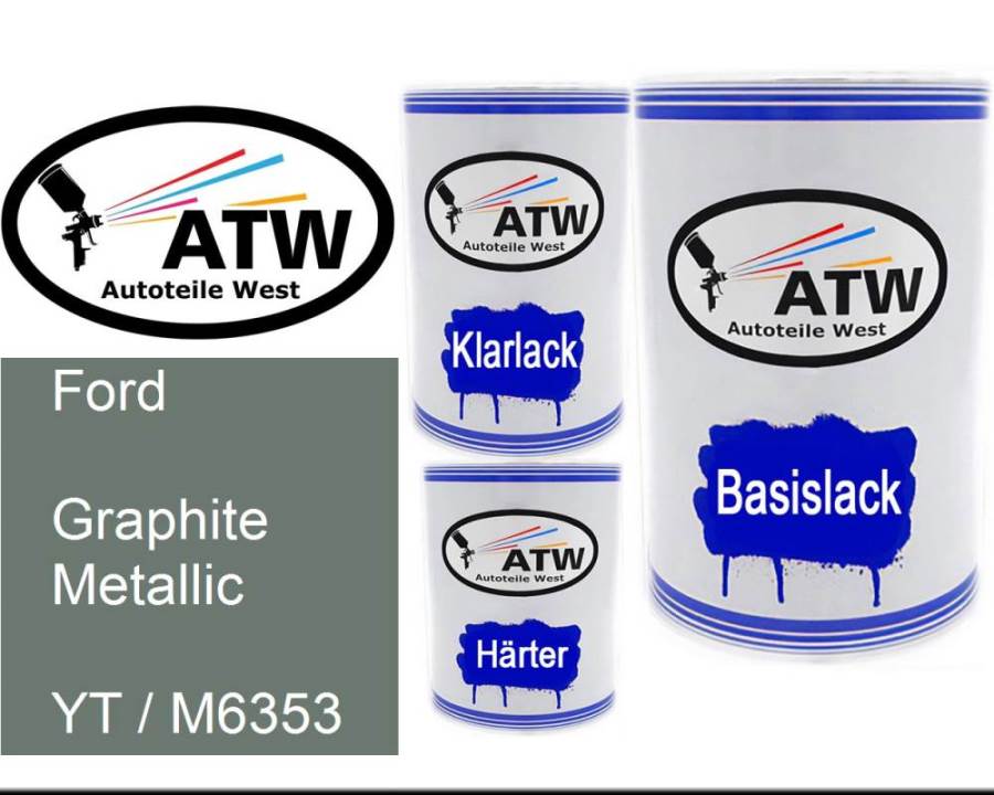 Ford, Graphite Metallic, YT / M6353: 500ml Lackdose + 500ml Klarlack + 250ml Härter - Set, von ATW Autoteile West.